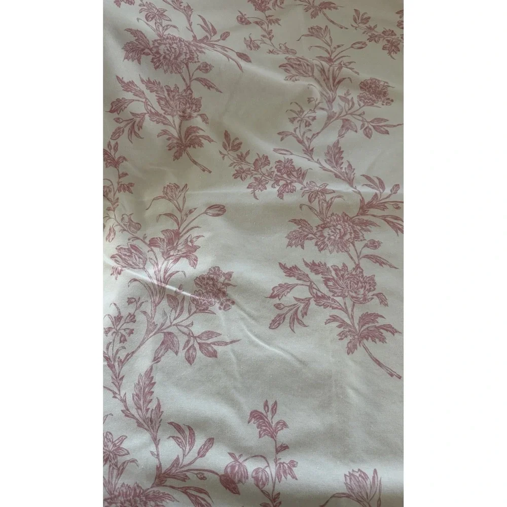 Pink Floral Toile Botanical Fabric Shower Curtain White 72 X 72 Toile De Jouy